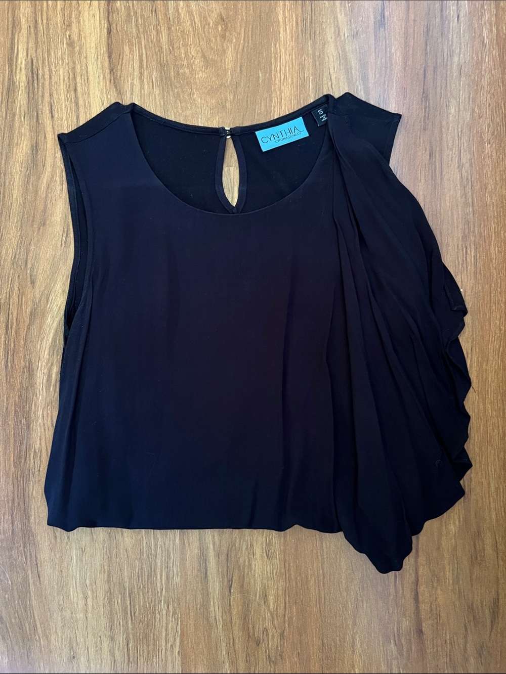 Black Sleeveless Blouse with Ruffle Detail